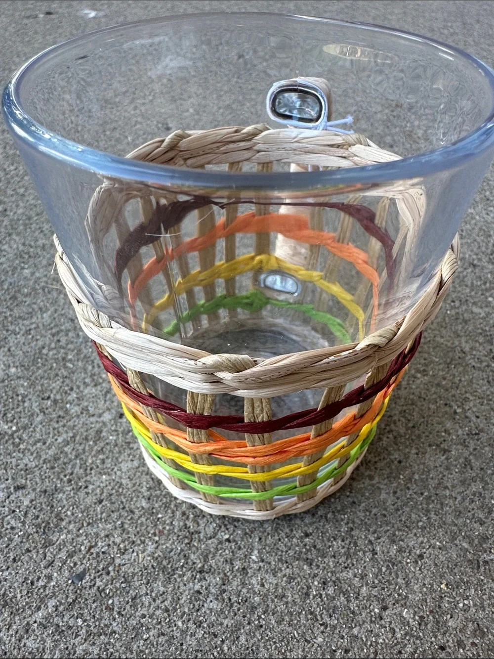 Market Square Multi-Color Woven Glass Mug New